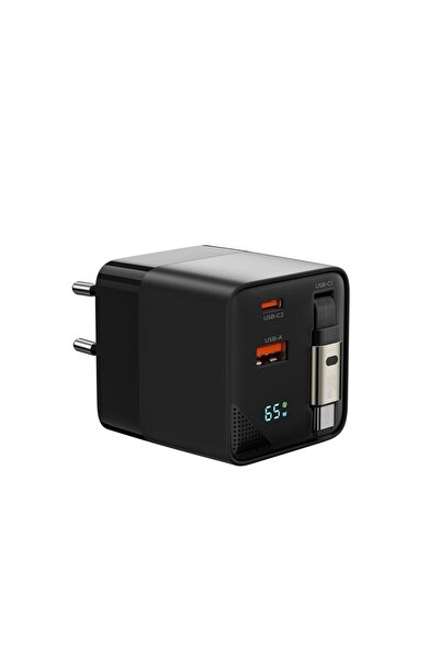 Mobile Origin GaN Fast Charger, 65W, USB-C/A, Black