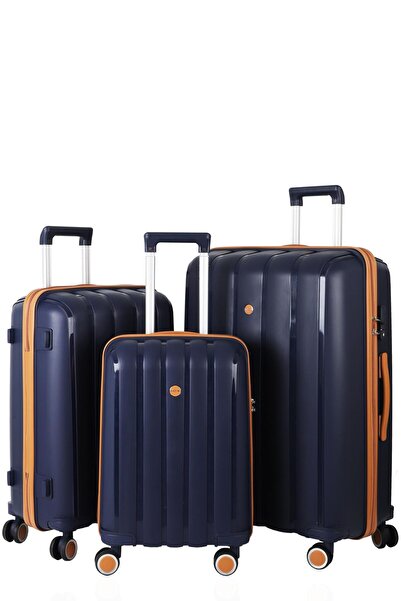 MÇS 3lü Set Kırılmaz Silikon Seyahat Valizi Bavulu V305 Laci Hardal