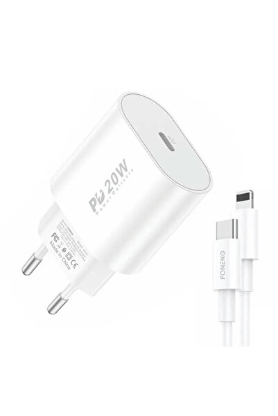 FONENG Încărcător rapid EU39, 20W USB-C cu cablu, alb