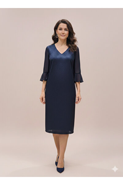 izmoda Simli Şifon Valon Kol Yırtmaçlı B Beden Elbise(Beden Tablosundan Ölçül...