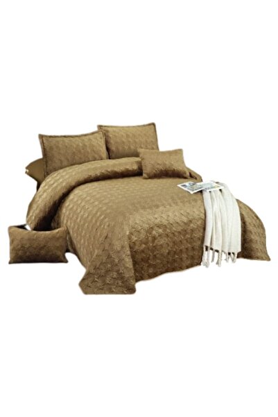 OEM Husă de catifea și 4 fețe de pernă, 5 piese, Uni, 220x240cm, Cafea cu lapte