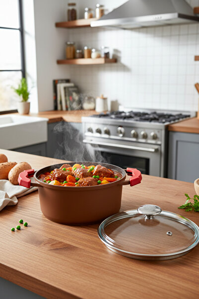 Masterchef Kremit Silikon Kulp 22 cm Döküm Tencere – Granit Kaplama, Yapışmaz...