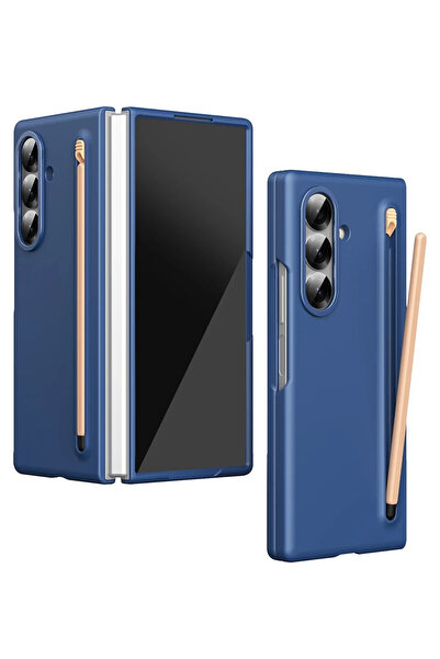 BSN STİL غطاء حماية قابل للطي لهاتف سامسونج جالاكسي زد فولد 6 - أزرق داكن 105...