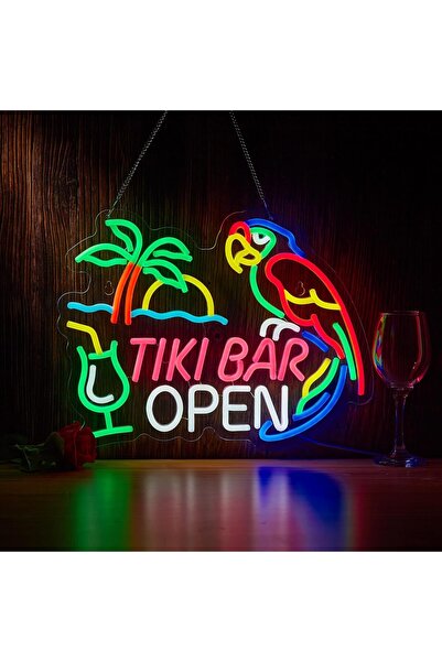 Slasa Tiki Bar Open LED Neon Light Sign 33x43 cm Party Bar Decor