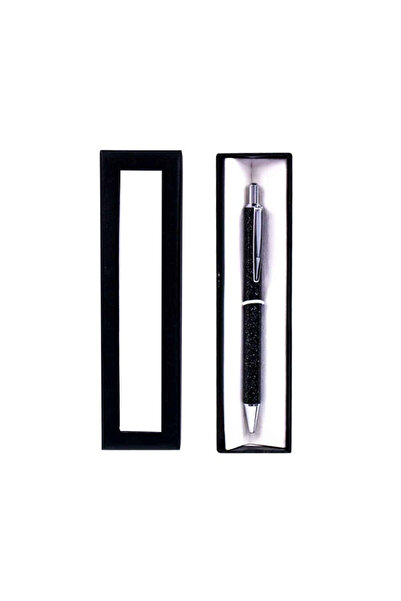 Offishop Black pearlescent metal ballpoint pen in gift box, with mechanism