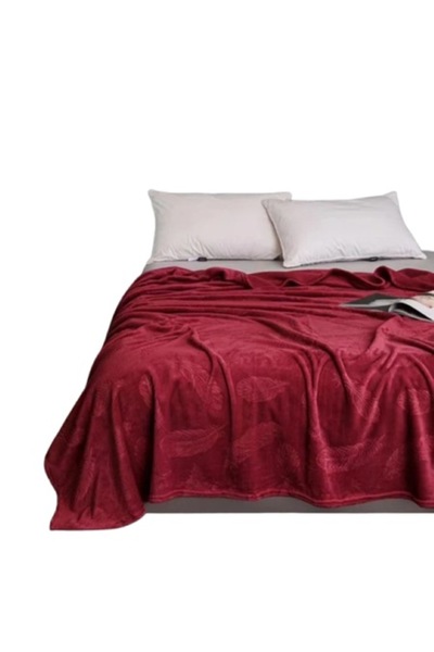 OEM Pătură Cocolino, frunze tropicale în relief, Uni, 200x230cm, Bordeaux