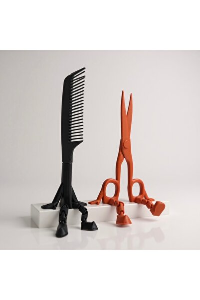 Dekor Kuaför & Saç Sanatçıları İçin Dekoratif Tasarım Obje (Tarak & Makas Fig...