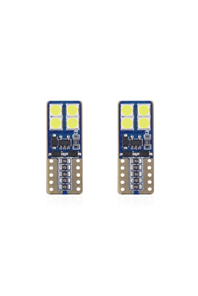 AMIO Set becuri auto cu LED CANBUS compatibil T10e W5W 8 SMD Alb 12/24V, dest...