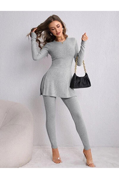 INFİVENTO Slit Detail Leggings Set Wide Fit