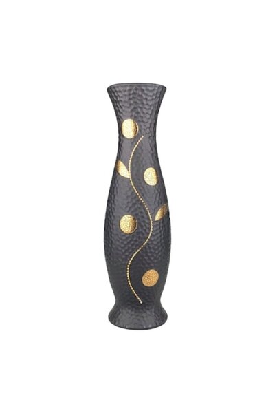 OEM Ceramic Vase with Leaves, 19X60 cm Black