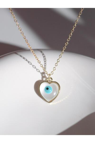 Reorah Collection Evil Eye Bead Heart Necklace