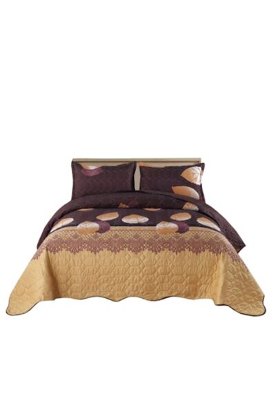 OEM Cuvertură și 2 fețe de pernă, pentru pat dublu, 3 piese, imprimeu cu frun...