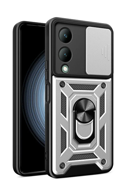 BSN STİL حافظة BSNSHOP لهاتف Vivo Y17S من السيليكون مع حلقة عدسة - فضي 1058986