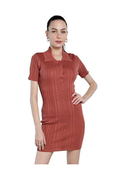 london Rag Women Marsala Collared Bodycon Sweater Dress