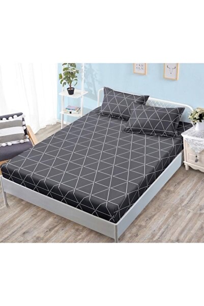 OEM Elastic Bed Cover with 2 Pillowcases, 3 Pieces, Satin Cotton, 180x200cm, ...