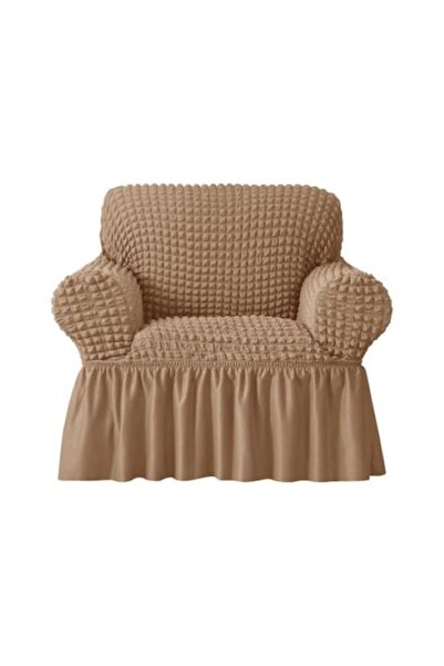 OEM Set de 2 huse de fotoliu, crepon cu volane, poliester cu lycra, culoare c...