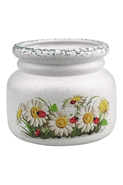 OEM Vază ceramică cu flori, 19x16 cm, multicoloră
