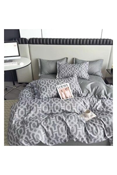 OEM Set lenjerie de pat dublu 2 fețe, imprimeu abstract, 6 piese, 2 persoane,...