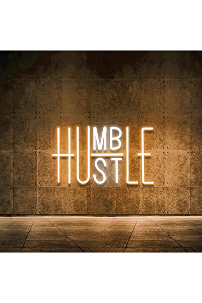 Slasa Hustle LED Neon Light Sign 25x40 cm Yellow Office Decor