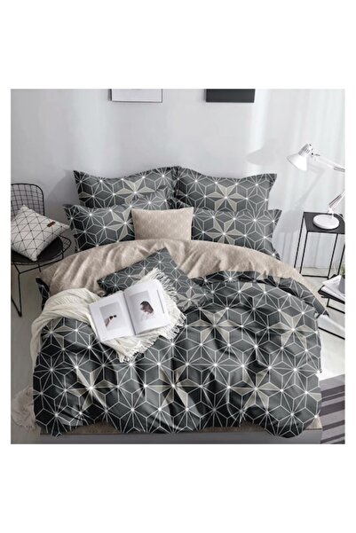 Pucioasa Set lenjerie de pat dublu, 4 piese, imprimeu stele, 2 persoane, 240x...