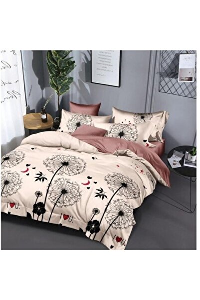 OEM Set lenjerie de pat dublu, 6 piese, 2 persoane, 245x250 cm, imprimeu cu l...