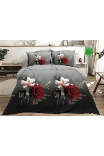 Pucioasa Set Lenjerie Pat Dublu, Pucioasa, Imprimare Digitala 3D Flori Tricolore