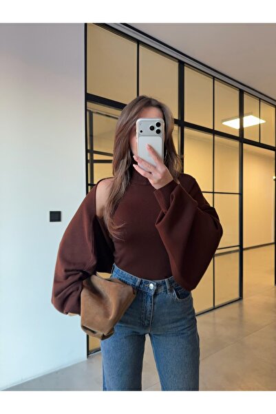 BB Bensu Buyruk BOLEROLU İKİLİ TRİKO TAKIM KAHVERENGİ