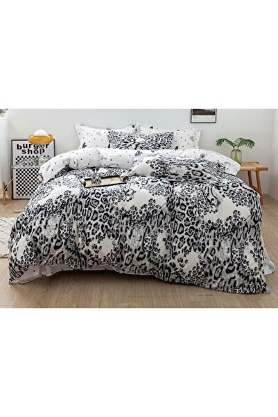 OEM Double Bed Linen Set, Animal Print, 4 Pieces, 180x200cm, Satin Cotton