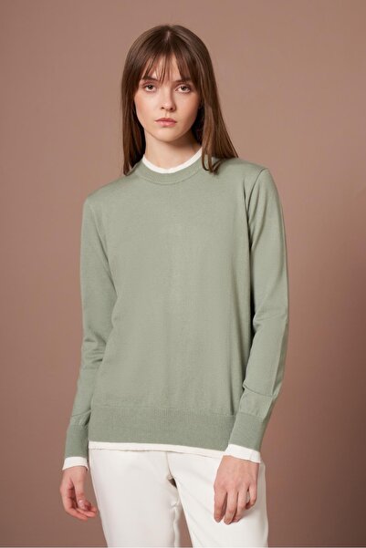 FTZ WOMEN Women's Ribbed Detailed Sweater Mint 25290