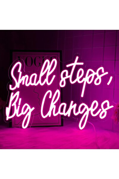 Slasa لافتة نيون LED "خطوات صغيرة، تغييرات كبيرة" مقاس 30×50 سم، ديكور تحفيزي