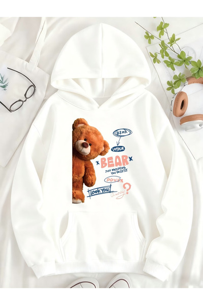 Marco Fresco Bear Printed women's/men's unisex Oversized Hooded sweatshirt