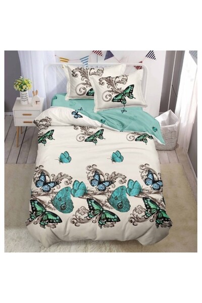 OEM Reversible Bed Linen, Elastic Sheet, Flannel, 1 Person, 4 Pieces, 140x200...