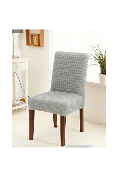 OEM Set de 6 huse de scaun, poliester cu lycra, gri deschis solid