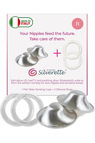 Silverette أكواب الرضاعة الفضية الأصلية، تُهدئ وتحمي حلمات الرضاعة، صناعة إيط...