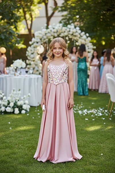 Lidya Kids AYNA DETAYLI KORSAJ SATEN ELBİSE