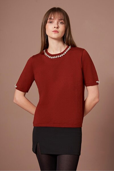 FTZ WOMEN سترة نسائية مزينة بأحجار الستراس كيرميل 20893