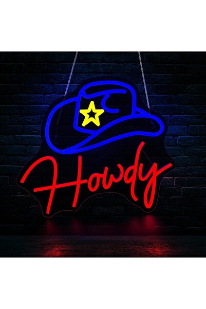 Slasa Cowboy Howdy LED Neon Light Sign 33x37 cm Boys Room Decor
