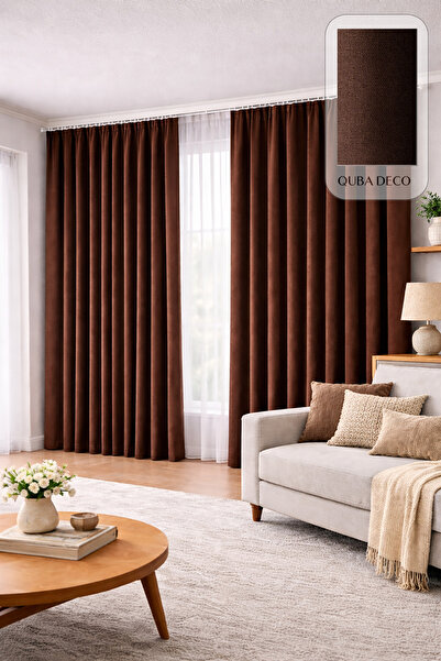 QUBA DECO Velvet Textured Island Background Curtain Living Room Bedroom (1X2 ...
