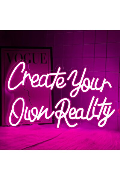 Slasa Create Your Own Reality LED Neon Sign 40x25 cm Pink Decor