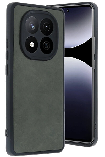 BSN STİL Bsnshop Xiaomi Redmi Note 14 Pro 5g Case Aras Leather Cover - Dark G...