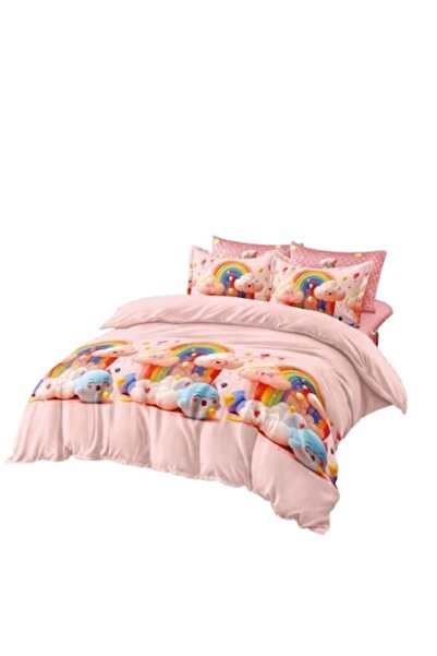 OEM Double Bed Linen Set, Reversible/Elastic Sheet, 6 Pieces, Cartoon Print f...