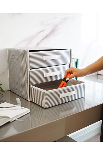 FORSACE Üç Bölmeli Çekmeceli Organizer Çok Amaçlı Çekmece Çorap İç Çamaşır Be...
