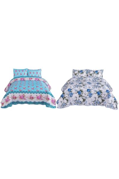 OEM Reversible Bedspread 2 Faces, Double Bed, 3 Pieces, Floral Print, 220x240...