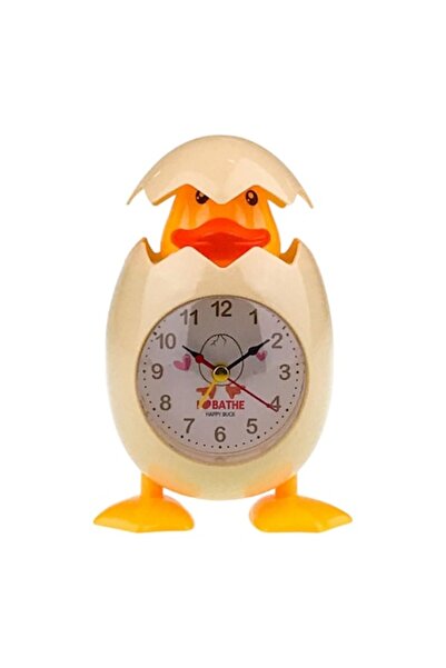 OEM Plastic Table Clock in Egg Shape with Chick, 10x15 cm, Yellow