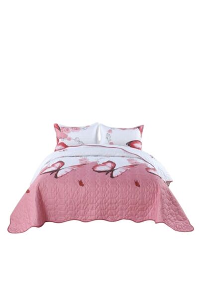 OEM Cuvertură și 2 fețe de pernă, pentru pat dublu, 3 piese, imprimeu cu flut...