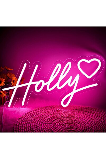 Slasa Holly Name LED Neon Light Sign 21x41 cm Pink Kids Room Decor