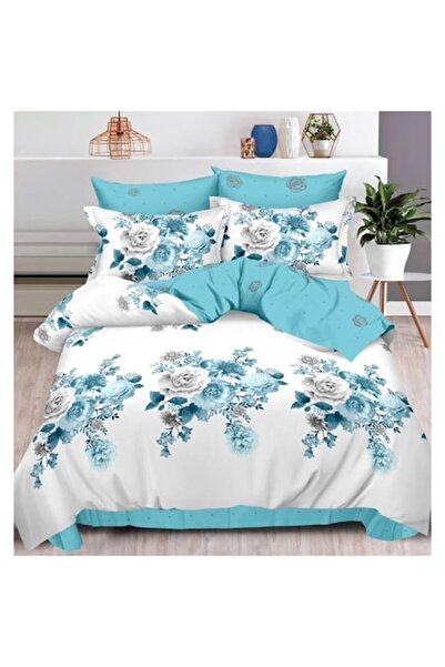 OEM Set Lenjerie de Pat Dublu 2 Fețe, Imprimeu Floral, 6 Piese, 180x200cm, Bu...