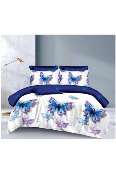 OEM Set lenjerie de pat dublu, 6 piese, 2 persoane, 180x200 cm, imprimeu cu f...