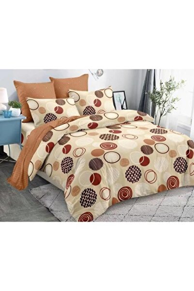 OEM Double Bed Linen Set, Elastic Sheet, 6 Pieces, 2 Persons, Circles Print, ...