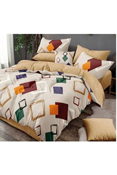 OEM Double Bed Linen Set, 6 Pieces, 2 Persons, 180x200 cm, Triangles Print, M...